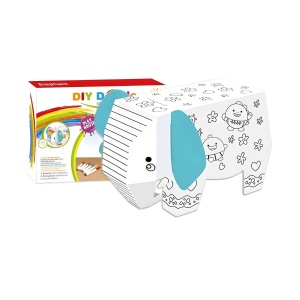 Jucarie Creativa pentru Copii, Model Elefant 3D, Set de Asamblat si Colorat din Carton, Puzzle 3D Educativ, 34 x 14 x 23 cm, 3+ ani, Multicolor - Img 4