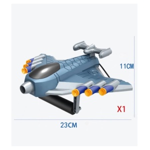 Jucarie cu Lansator pentru Copii, Lanseaza Manual, Tinta, Avion, 20 de Gloante din Material Moale, Gri - Img 4