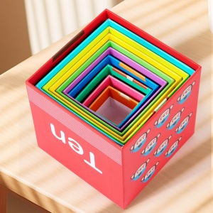 Jucarie de Construit, Blocuri Stivuibile, +3 Ani, 10 Cutii, Invatare numere 1-10, 13.4 x 13.4 x 13.4 cm, Multicolor - Img 5