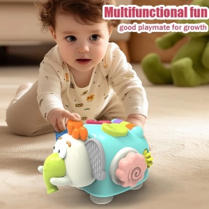 Jucarie interactiva Montessori, Jucarie pentru Bebelusi, Model Elefant Dragut - Img 6