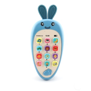 Jucarie Interactiva, Telefon Inteligent, Model Morcov, Functii Educative, Muzicale si Voce, 4-6 ani, 19 x 11.5 cm, din Plastic, Albastru - Img 5
