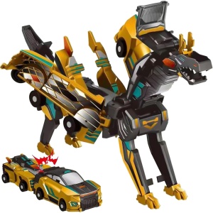 Jucarie Transformabila 2in1, Golden Wing Flying Dragon, Masina/Dragon, Atractie Magnetica, +6 Ani, din ABS, Auriu - Img 3