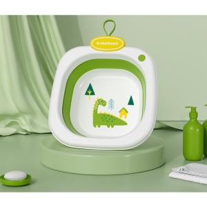 Lavoar Pliabil, pentru Copii 1-8 Ani, Model Animat, din PP+TPE, 32x29x10 cm, Verde - Img 2