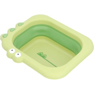 Lavoar Pliabil, pentru Copii, din PP/TPE, Portabil, Model Crocodil, 30x24.5x9 cm, Verde - Img 5