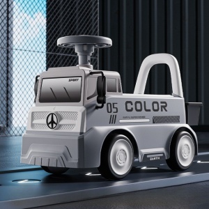 Masinuta pentru copii, 3 ani, Model Camion, Sport, Claxon, Cutie Depozitare, 62x26x40 cm, Gri - Img 2