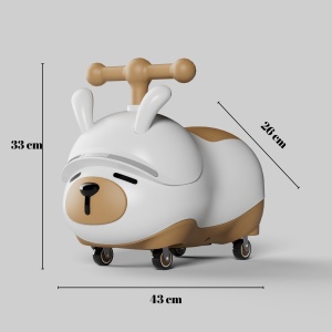 Masinuta Ride-On Sistem Anti-Rasturnare, Sistem de Lumini si Sunet, Bluetooth, 1-3 Ani, Model Catel, 43 x 33 x 26 cm, Alb - Maro - Img 2
