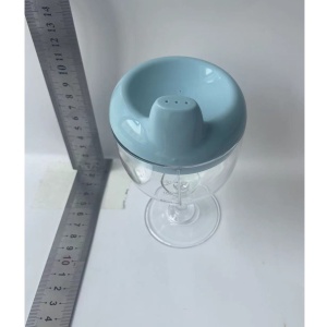 Pahar din Plastic Transparent cu Picior, pentru Copii, 14 x 7.7 cm, cu Cioc Antiscurgere, + 3 Ani, Fara Maner, Albastru - Img 6