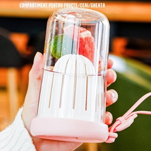 Pahar din silicon, cu capac si pai, pentru copii, anti-cadere, 500ml, Roz - Img 3
