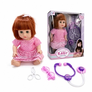 Papusa Bebelus, 33 cm, pentru Copii, cu Accesorii Medicale, Baby Doll Interactiva cu Stetoscop si Ochelari de Doctor, 3+ ani - Img 3