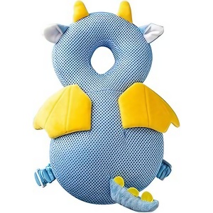 Perna tip Rucsac pentru Protectia Capului, Tetiera tip Dragon, pentru Bebelusi, Design tip Plasa, Albastru