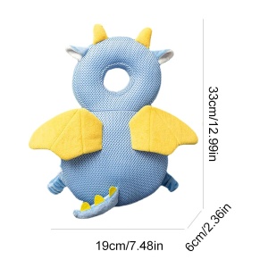 Perna tip Rucsac pentru Protectia Capului, Tetiera tip Dragon, pentru Bebelusi, Design tip Plasa, Albastru - Img 5