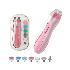 Pila Electrica, pentru Copii si Bebelusi, din ABS, 6 Accesorii, cu Lumina LED, 9.5 x 6 x 17 cm, Roz - Img 2
