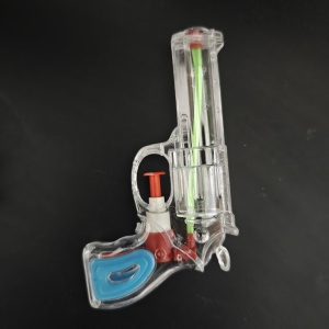 Pistol cu Apa, pentru Copii, din Plastic, 16 x 5 x 2 cm, Transparent/Albastru - Img 3