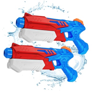 Pistol cu Apa pentru Copii, Rezervor, Pentru Piscina/Plaja, 6ani+, Albastru deschis/Rosu, 300ML - Img 2