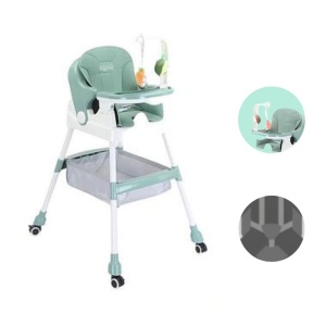 Scaun de Masa pentru Copii, Multifunctional, Suport de Agatat Jucarii, 110 x 60 x 70 cm, Verde - Img 4