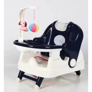 Scaun pentru Copii 2 in 1, pentru Servit Masa si pentru Baie, Multifunctional, Pliabil, Portabil, din Plastic, Spatar Reglabil, 58 x 39 cm, Albastru - Img 2