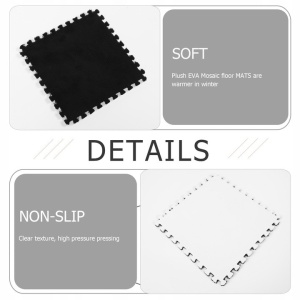 Set 10 Piese Covor tip Puzzle, Spuma EVA, Pufos, 30 x 30 x 1 cm, Negru - Img 6