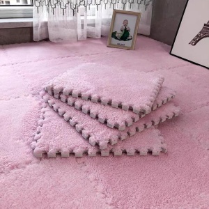 Set 10 Piese Covor tip Puzzle, Spuma EVA, Pufos, 30 x 30 x 1 cm, Roz Pudrat - Img 6