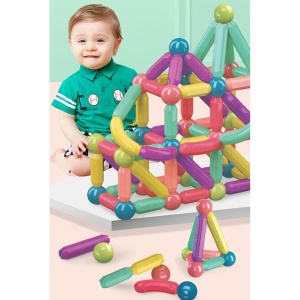 Set 36 de Piese Magnetice de Constructie, Puzzle, Forme, 3 Ani, ABS, Magnet, 18x6x16 cm, Multicolor - Img 6