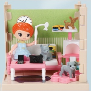 Set adapost pentru animalute casa de papusi cu mobilier si ustensile, activitati distractive - Img 2