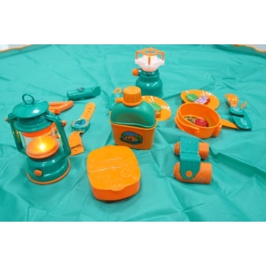 Set camping exterior/interior pentru copii, covoras, 18 ustensile de joaca, +3 ani, multicolor - Img 3