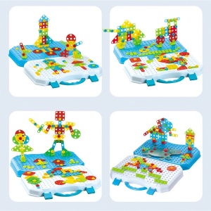 Set Constructie Bormasina Magica cu Servieta, 310 Piese, Albastru, Piese Multicolore, Plastic, 31x46 cm - Img 5
