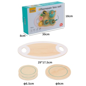 Set de Ceai din Lemn, 15 Piese, Vopsea Ecologica, +36 Luni, Multicolor Pastel - Img 5
