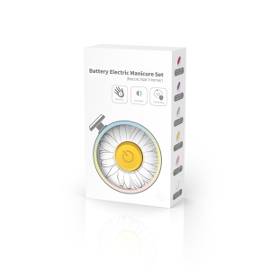 Set Pila Electrica pentru Copii si Bebelusi, ABS, Incarcare USB, Model cu Flori, 6 Accesorii, cu Lumina LED, Alb - Img 3