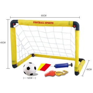 Set Poarta de Fotbal pentru Copii, 45x60 cm, Minge, Cartonase, Pompa, Fluier, Interactiv, Distractiv, Galben - Img 3