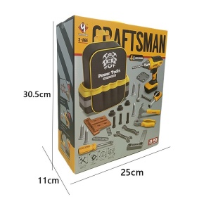 Set Scule de Jucarie pentru Copii, Ghiozdan cu Bormasina si Accesorii Incluse, 28 Piese, Material Plastic Durabil, Interactiv, +3 Ani, 30.5x25x11 cm, Negru/Portocaliu - Img 2