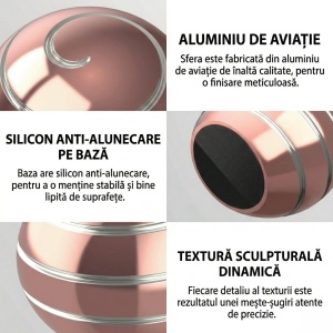 Sfera Fidget Spinner Metalic, Corp Aliaj Zinc, Rulment Inox, Jucarie Antistres pentru Focus si Relaxare, Diametru 40 mm, Gadget pentru Birou, Scoala, Cadou pentru Copii si Adulti, Roz - Img 2