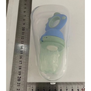 Suzeta pentru Fructe, pentru Bebelusi, din Silicon Alimentar, +4 Luni, 2 mm Grosime Gauri Tetina, 12.4 x 5.1 x 4.7 cm, Albastru/Roz - Img 5