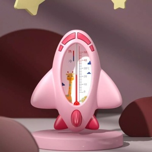 Termometru pentru Baie, Plutitor, Rezistent la apa, Multifunctional, Model Avion, 11x10x4 cm, Roz - Img 3