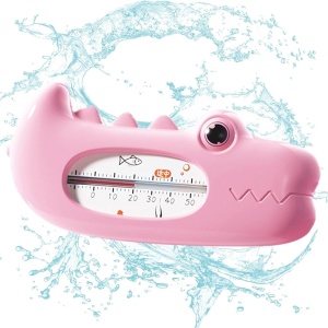 Termometru pentru Baie, Plutitor, Rezistent la apa, Multifunctional, Model Crocodil, 2.7x6.5x3.7 cm, Roz - Img 3