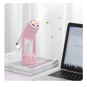 Umidificator si Purificator aer ultrasonic portabil, rezervor 200ml, cu ioni negativi, LED 7 culori, rotatie 360 grade, Roz - Img 4