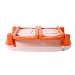 Cada Pliabila pentru Baie, din PP+TPE, pentru Copii 0-6 Ani, cu Picioare, Suport de Sezut, Scurgere Etans, 80 x 52 x 42 cm, Portocaliu - Img 6