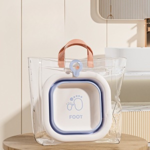 Cada Pliabila pentru Baie pentru Copii, Cadita pentru Bebelusi, Model Patrat pentru Picioare, Albastru, 30x30x3.5 cm, 3.5 L - Img 4
