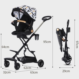Carucior Sport Flippy 3in1, 6-36 Luni, Reversibil, Pliabil, Negru Model Pisicute - Img 3