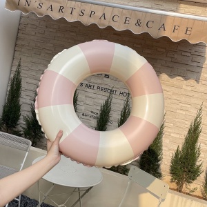Colac de inot gonflabil pentru copii, In dungi Roz- Galben, diametru 66 cm - Img 5
