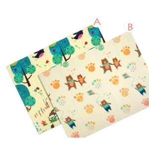Covoras pentru Copii, cu 2 Fete, Model Zmeu/Ursi, din XPE+PE, Impermeabil, Antiderapant, Protectie Termica, +3 Luni, Pliabil, 150 x 200 x 1.5 cm, Multicolor - Img 2