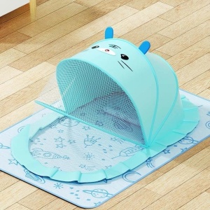 Husa Anti-Tantari, Pliabila, Protectie 360 Grade, Parasolar, 0-1 An, 60 x 55 x 5 cm, Albastru - Img 2