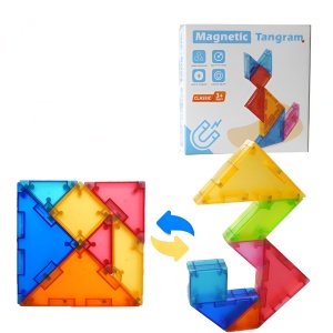 Joc Magnetic Tangram, 7 Piese Magnetice, Forme Geometrice, 3 Ani, EVA, ABS, Magnet, 10.5 x 10.5 x 2.2 cm, Multicolor - Img 4