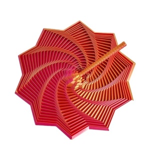 Jucarie Decompresie, Model Stea 3D, DuoChrome, Maner Spirala, Turn Magic Geometric, Multiple Forme, Anti-stress, 8.6 cm, Rosu/Auriu