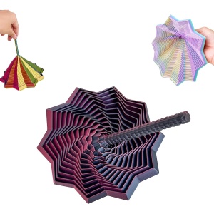 Jucarie Decompresie, Model Stea 3D, DuoChrome, Maner Spirala, Turn Magic Geometric, Multiple Forme, Anti-stress, 11 cm, Negru/Rosu - Img 5