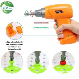Jucarie Educativa Si Interactiva, Set De Constructie Puzzle Din ABS Cu Bormasina Pentru Dezvoltatea Creativitatii Si A Indemanarii 2D si 3D, Valiza, +3, 31x7x25 cm, 336 Piese - Img 2