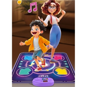 Jucarie Interactiva, Covor Muzical de Dans, 4-6 Ani, Bluetooth, 4 Moduri, 90 x 90 cm, Mov - Img 2