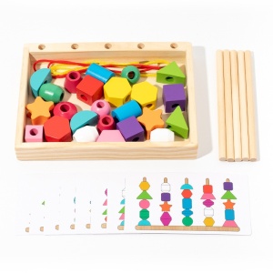 Jucarie Montessori de Sortat, din Lemn, Forme Geometrice,+3 Ani, 25 de Piese, 21.5 x 16 x 3 cm, Multicolor - Img 2