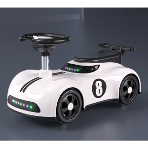 Masina pentru Copii, 1-3 ani, Impingere, Bluetooth, Muzica, din ABS, 4 Roti, Inaltime Sezut 22 cm, Alb - Img 2