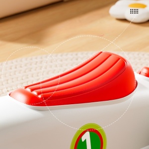 Masinuta Ride-On cu Sistem Anti-Rasturnare, Claxon pe Volan, 1-6 Ani, 60 x 28 x 34 cm, Alb-Verde - Img 4
