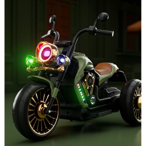 Motocicleta Electrica cu Acumulator, Bluetooth, Sistem Anti-Rasturnare, Sistem de Lumini si Sunet, 1-8 Ani, 93 x 48 x 63 cm, Verde - Img 4